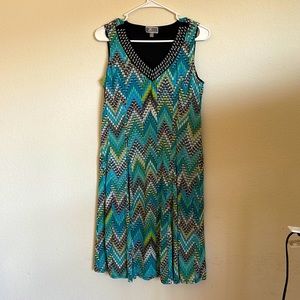 Turquoise/ green/ black summer dress